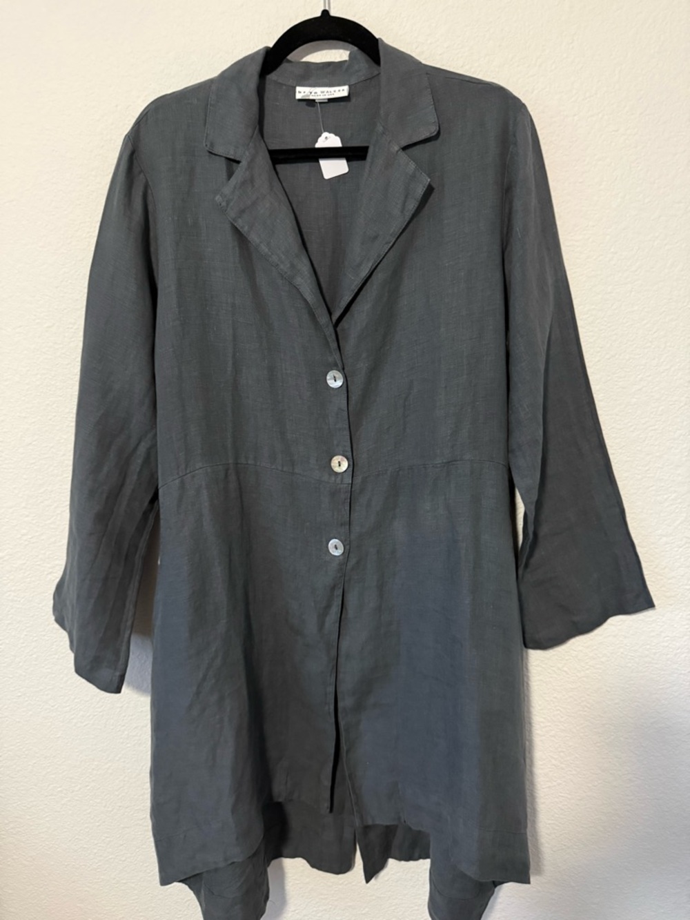 bryn Walker Dark Charcoal Long Linen Jacket